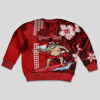 Personalised Hawaii Christmas Kid Ugly Christmas Sweater Mele Kalikimaka Surfing Santa Claus LT14 - Polynesian Pride