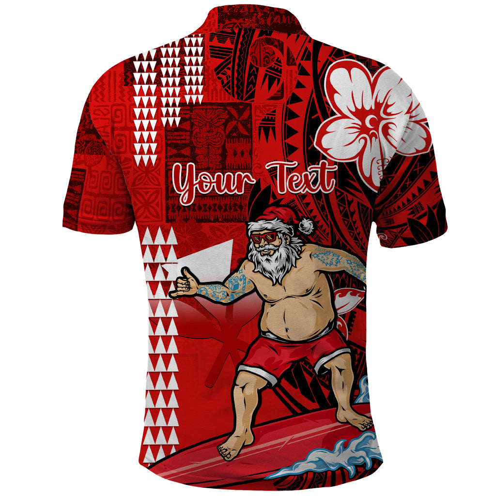 Personalised Hawaii Christmas Polo Shirt Mele Kalikimaka Surfing Santa Claus LT14 - Polynesian Pride