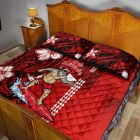 Personalised Hawaii Christmas Quilt Bed Set Mele Kalikimaka Surfing Santa Claus LT14 - Polynesian Pride