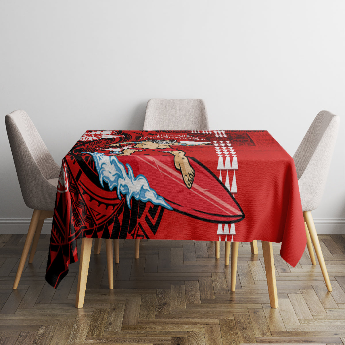Personalised Hawaii Christmas Tablecloth Mele Kalikimaka Surfing Santa Claus LT14 - Polynesian Pride