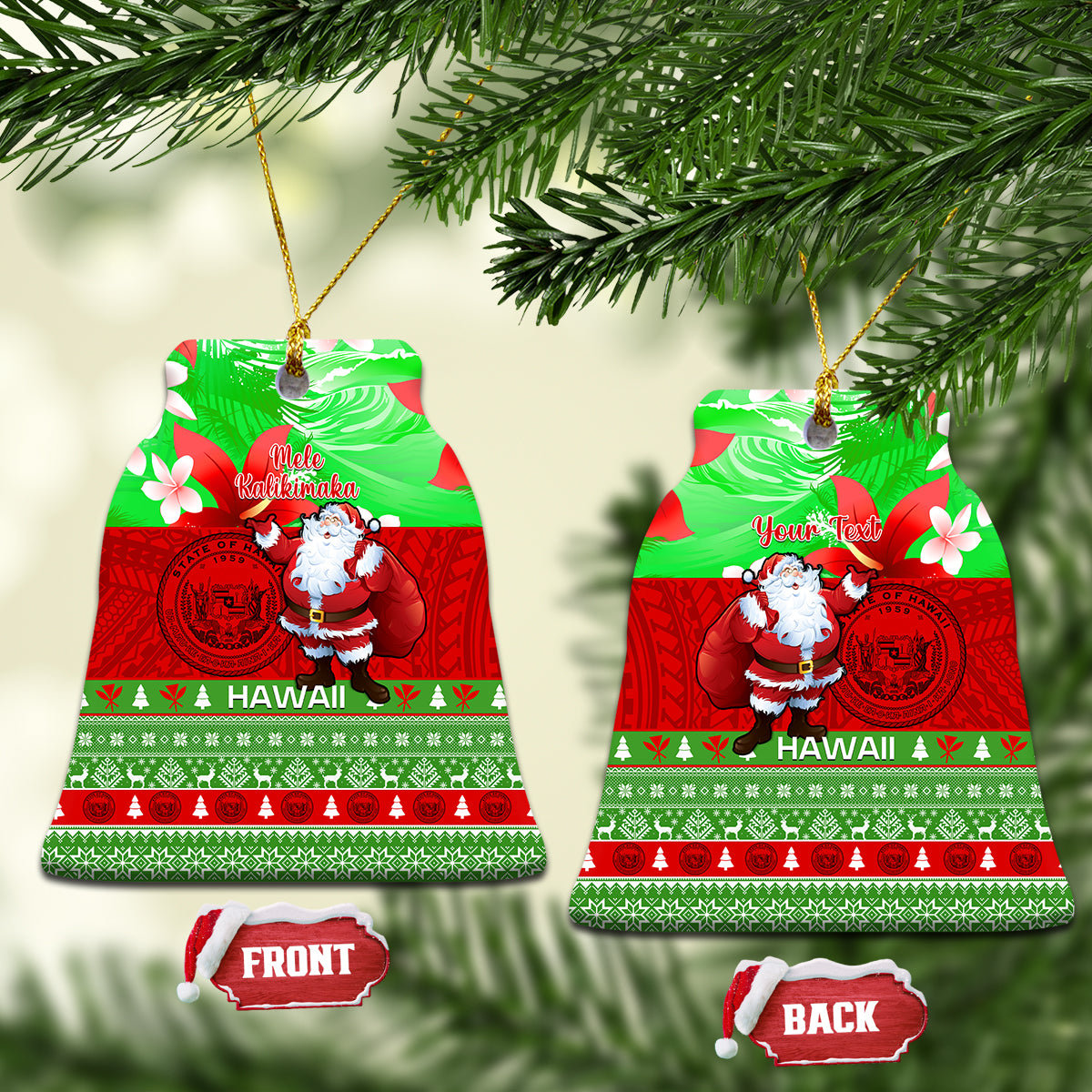 Personalised Hawaii Christmas Ceramic Ornament Mele Kalikimaka Hawaiian Santa Tropical Vibes LT14 - Polynesian Pride