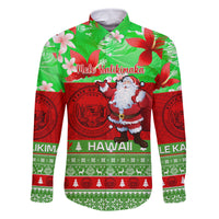 Personalised Hawaii Christmas Family Matching Summer Maxi Dress and Hawaiian Shirt Mele Kalikimaka Hawaiian Santa Tropical Vibes LT14 Dad's Shirt - Long Sleeve Red - Polynesian Pride
