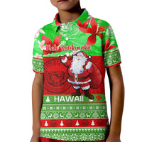 Personalised Hawaii Christmas Kid Polo Shirt Mele Kalikimaka Hawaiian Santa Tropical Vibes LT14 Kid Red - Polynesian Pride