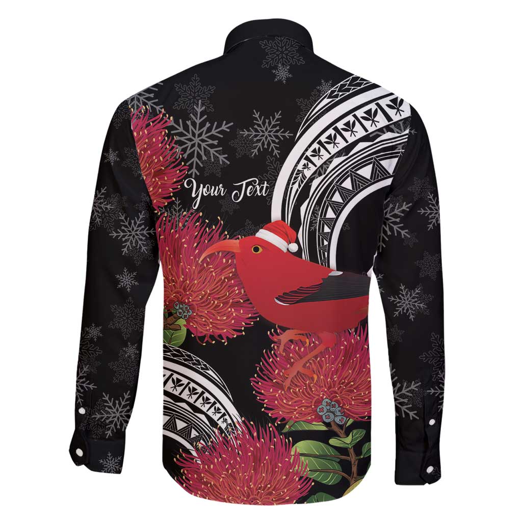 Personalized Mele Kalikimaka Hawaii Family Matching Mermaid Dress and Hawaiian Shirt I'iwi Bird With Ohia Lehua - Black Color LT14 - Polynesian Pride