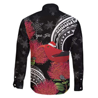 Personalized Mele Kalikimaka Hawaii Family Matching Summer Maxi Dress and Hawaiian Shirt I'iwi Bird With Ohia Lehua - Black Color LT14 - Polynesian Pride