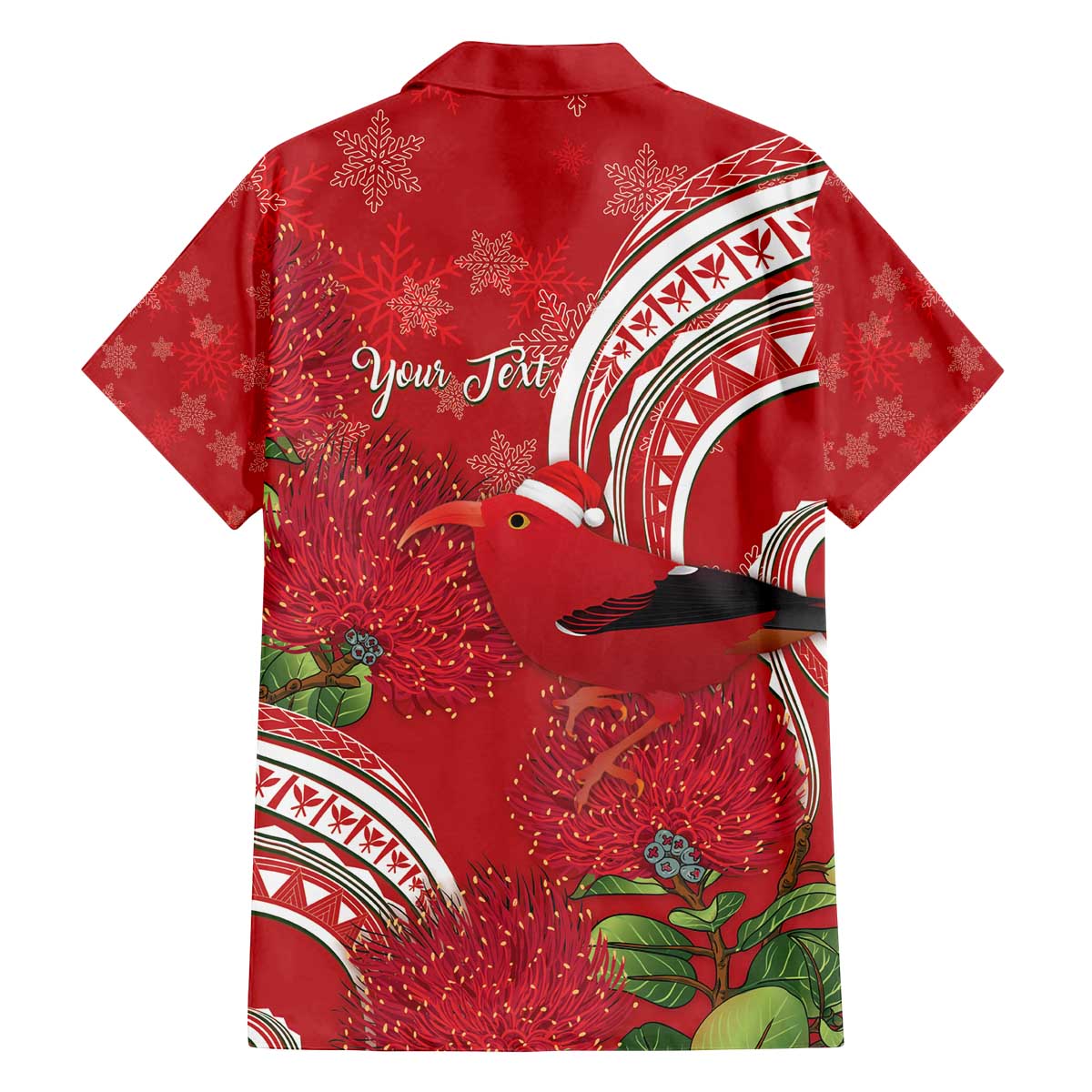 Personalized Mele Kalikimaka Hawaii Family Matching Off The Shoulder Long Sleeve Dress and Hawaiian Shirt I'iwi Bird With Ohia Lehua - Red Color LT14 - Polynesian Pride