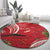 Personalized Mele Kalikimaka Hawaii Round Carpet I'iwi Bird With Ohia Lehua - Red Color