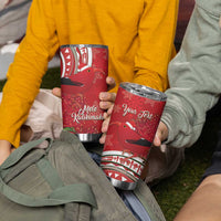 Personalized Mele Kalikimaka Hawaii Tumbler Cup I'iwi Bird With Ohia Lehua - Red Color