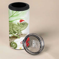 Pastel Green Hawaii Chameleon Christmas 4 in 1 Can Cooler Tumbler Mele Kalikimaka Kakau - Watercolor