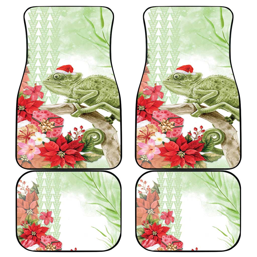 Pastel Green Hawaii Chameleon Christmas Car Mats Mele Kalikimaka Kakau - Watercolor