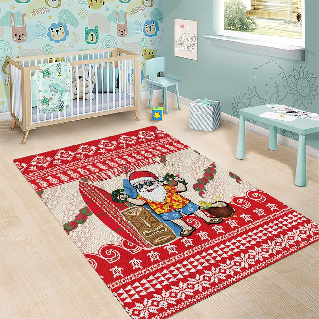 Hawaii Christmas Six Seven Area Rug Mele Kalikimaka Funny Santa 67 Gen Alpha Slang - Polynesian Pride