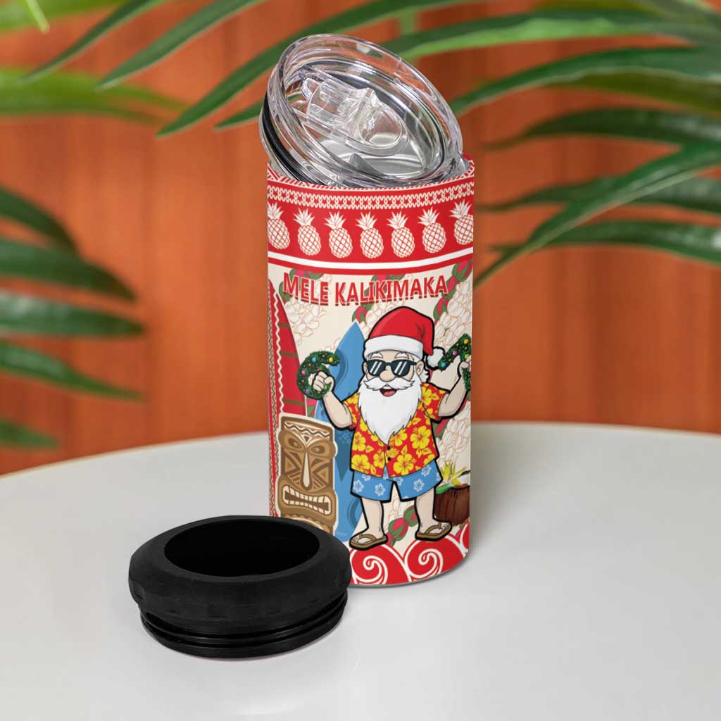 Hawaii Christmas Six Seven 4 in 1 Can Cooler Tumbler Mele Kalikimaka Funny Santa 67 Gen Alpha Slang - Polynesian Pride