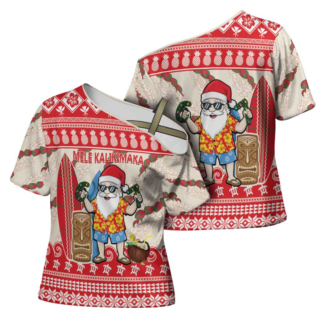 Hawaii Christmas Six Seven Cross Shoulder Shirt Mele Kalikimaka Funny Santa 67 Gen Alpha Slang - Polynesian Pride