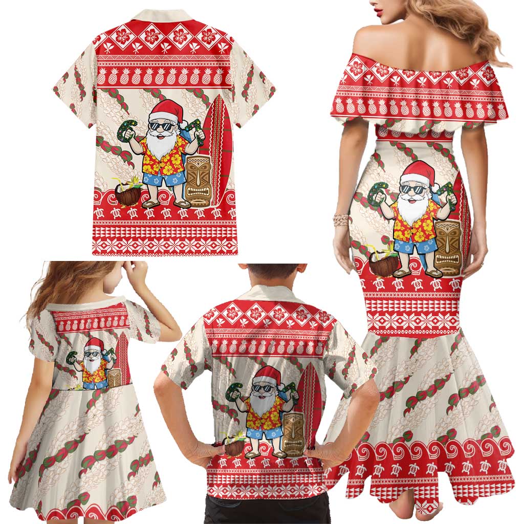 Hawaii Christmas Six Seven Family Matching Mermaid Dress and Hawaiian Shirt Mele Kalikimaka Funny Santa 67 Gen Alpha Slang - Polynesian Pride