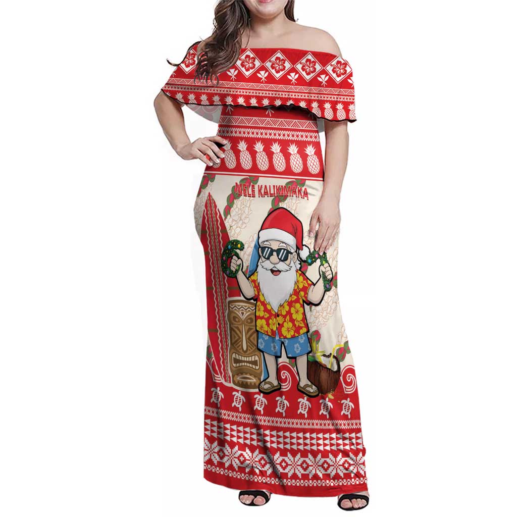 Hawaii Christmas Six Seven Family Matching Off Shoulder Maxi Dress and Hawaiian Shirt Mele Kalikimaka Funny Santa 67 Gen Alpha Slang - Polynesian Pride
