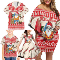 Hawaii Christmas Six Seven Family Matching Off Shoulder Short Dress and Hawaiian Shirt Mele Kalikimaka Funny Santa 67 Gen Alpha Slang - Polynesian Pride