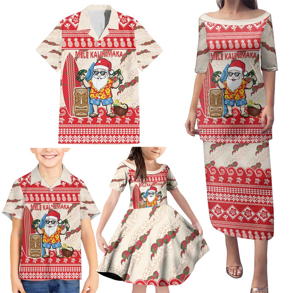 Hawaii Christmas Six Seven Family Matching Puletasi and Hawaiian Shirt Mele Kalikimaka Funny Santa 67 Gen Alpha Slang - Polynesian Pride