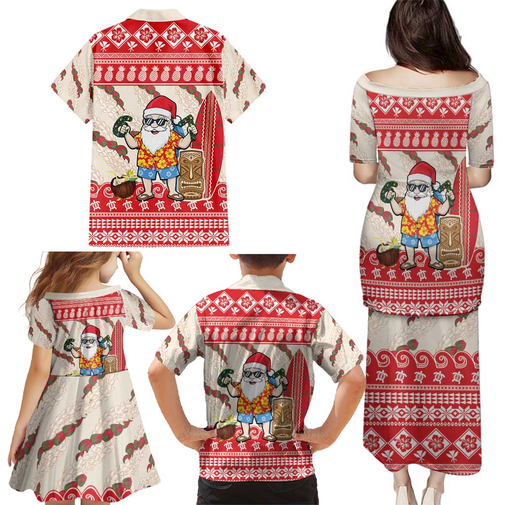 Hawaii Christmas Six Seven Family Matching Puletasi and Hawaiian Shirt Mele Kalikimaka Funny Santa 67 Gen Alpha Slang - Polynesian Pride