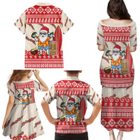 Hawaii Christmas Six Seven Family Matching Puletasi and Hawaiian Shirt Mele Kalikimaka Funny Santa 67 Gen Alpha Slang - Polynesian Pride