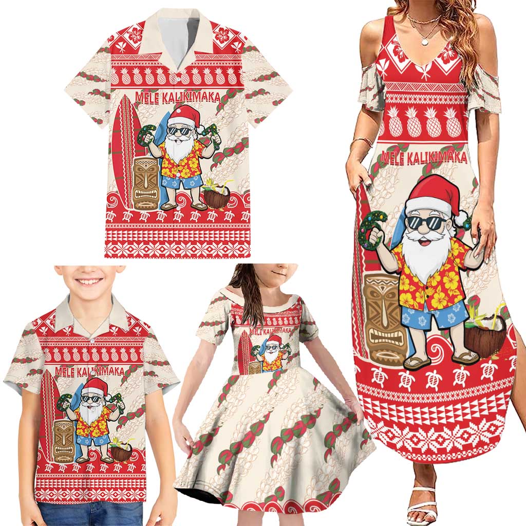 Hawaii Christmas Six Seven Family Matching Summer Maxi Dress and Hawaiian Shirt Mele Kalikimaka Funny Santa 67 Gen Alpha Slang - Polynesian Pride
