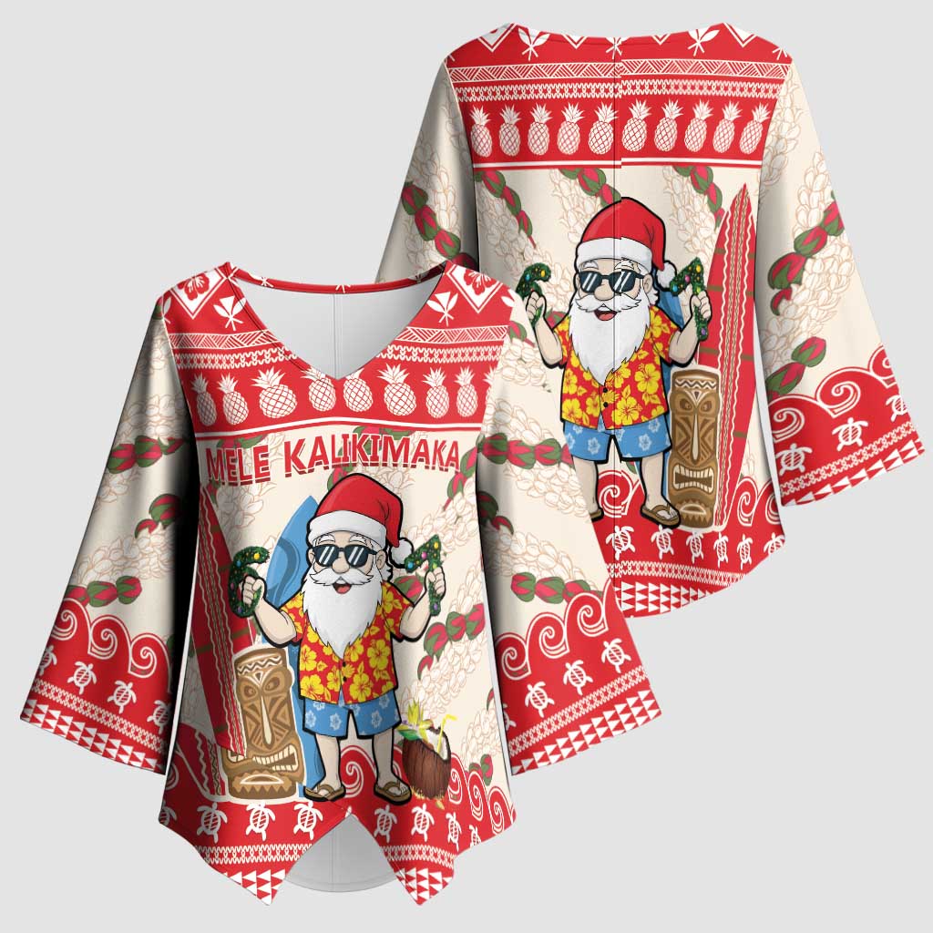Hawaii Christmas Six Seven Kimono Sleeve Blouse Mele Kalikimaka Funny Santa 67 Gen Alpha Slang - Polynesian Pride