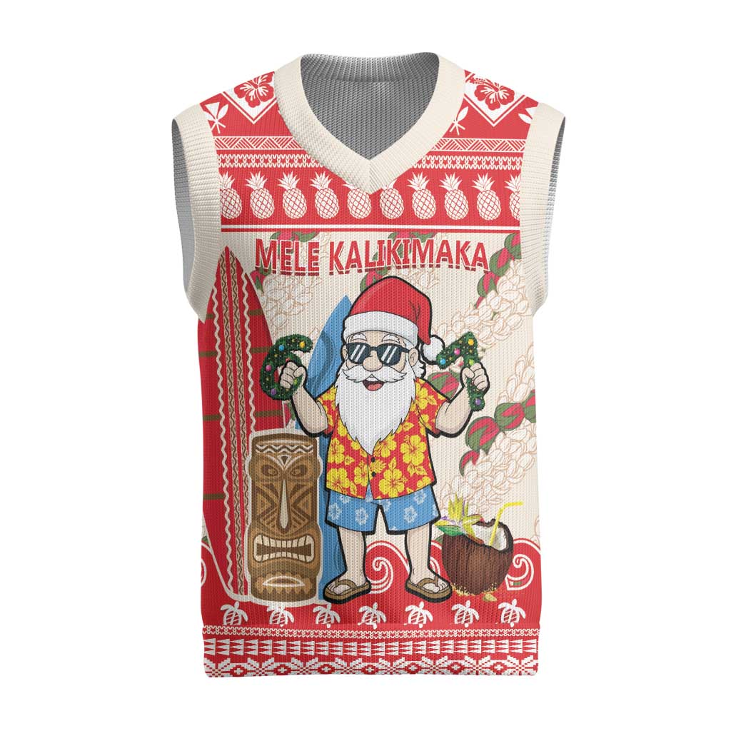 Hawaii Christmas Six Seven Christmas Knitted V-Neck Vest Mele Kalikimaka Funny Santa 67 Gen Alpha Slang - Polynesian Pride