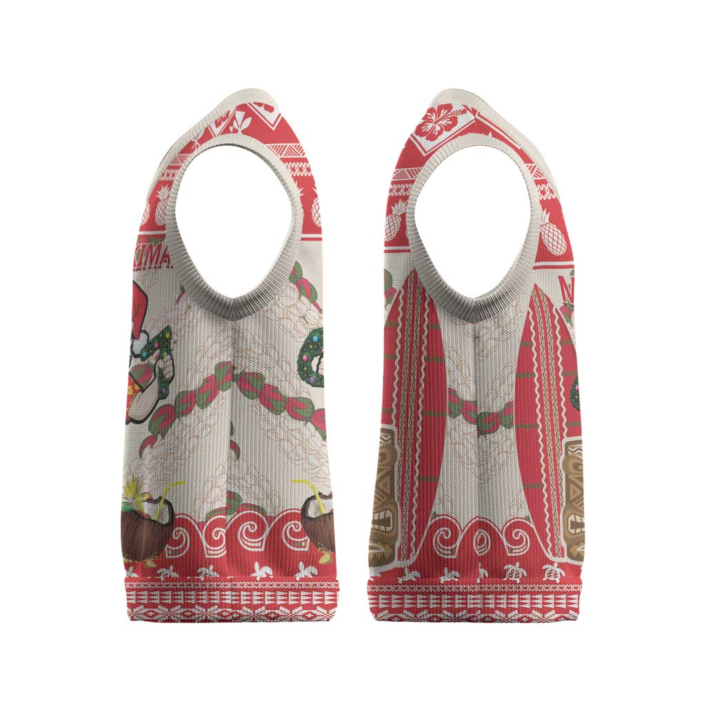 Hawaii Christmas Six Seven Christmas Knitted V-Neck Vest Mele Kalikimaka Funny Santa 67 Gen Alpha Slang - Polynesian Pride