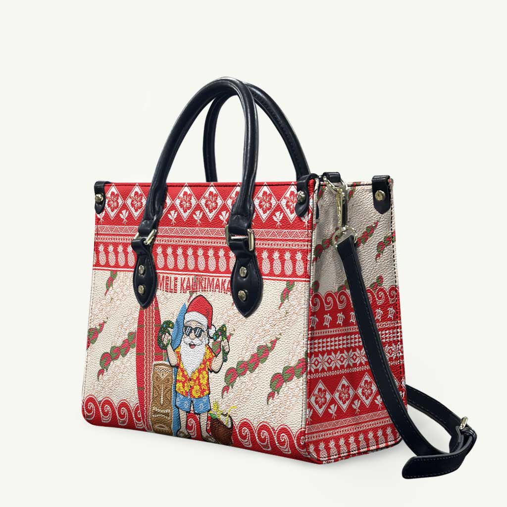 Hawaii Christmas Six Seven Leather Bag Mele Kalikimaka Funny Santa 67 Gen Alpha Slang - Polynesian Pride