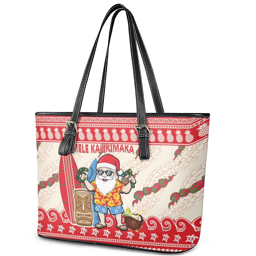Hawaii Christmas Six Seven Leather Tote Bag Mele Kalikimaka Funny Santa 67 Gen Alpha Slang - Polynesian Pride