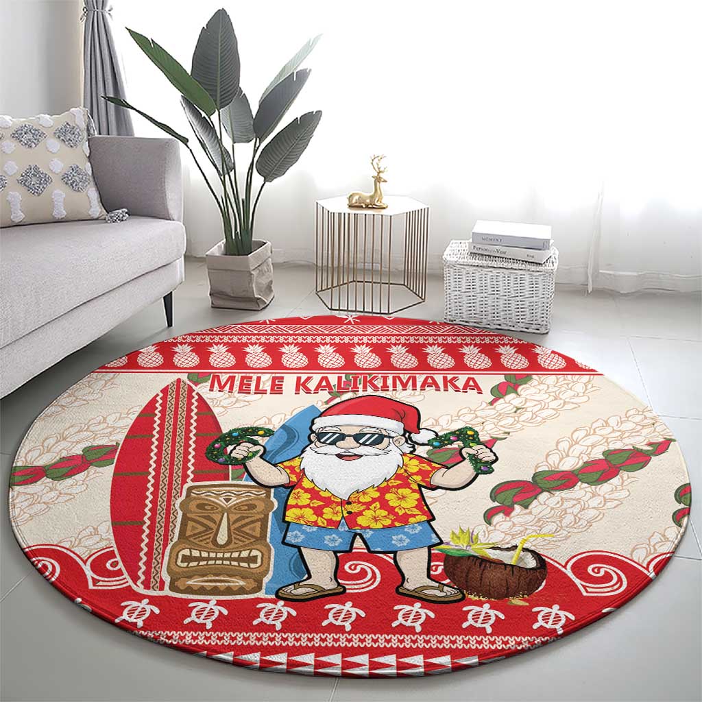 Hawaii Christmas Six Seven Round Carpet Mele Kalikimaka Funny Santa 67 Gen Alpha Slang - Polynesian Pride