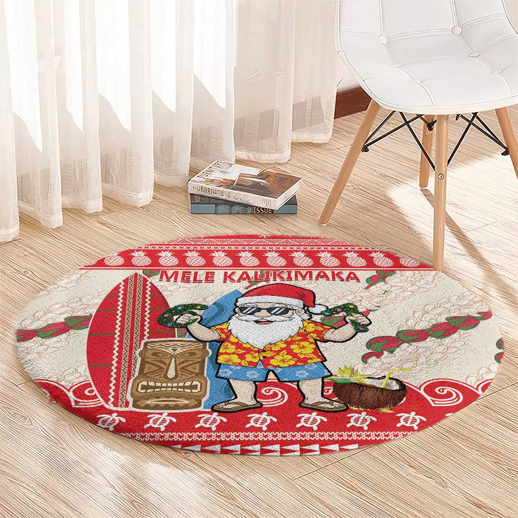 Hawaii Christmas Six Seven Round Carpet Mele Kalikimaka Funny Santa 67 Gen Alpha Slang - Polynesian Pride