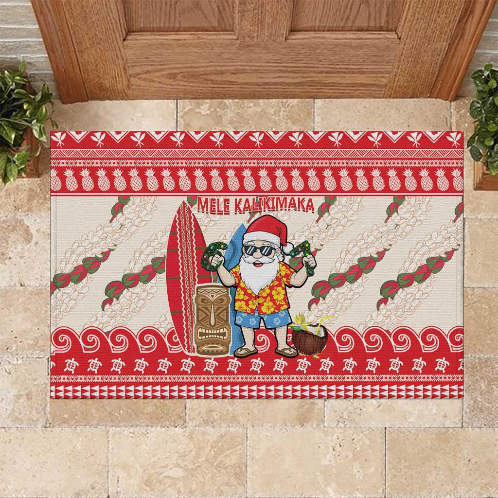 Hawaii Christmas Six Seven Rubber Doormat Mele Kalikimaka Funny Santa 67 Gen Alpha Slang - Polynesian Pride