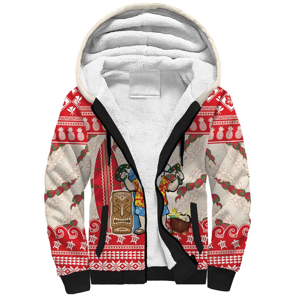 Hawaii Christmas Six Seven Sherpa Hoodie Mele Kalikimaka Funny Santa 67 Gen Alpha Slang - Polynesian Pride