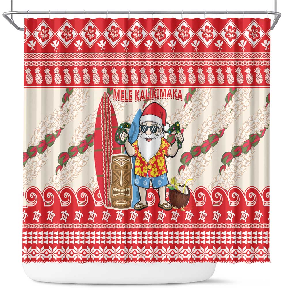 Hawaii Christmas Six Seven Shower Curtain Mele Kalikimaka Funny Santa 67 Gen Alpha Slang - Polynesian Pride