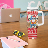Hawaii Christmas Six Seven Tumbler With Handle Mele Kalikimaka Funny Santa 67 Gen Alpha Slang - Polynesian Pride