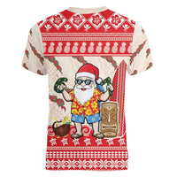 Hawaii Christmas Six Seven Women V-Neck T-Shirt Mele Kalikimaka Funny Santa 67 Gen Alpha Slang - Polynesian Pride