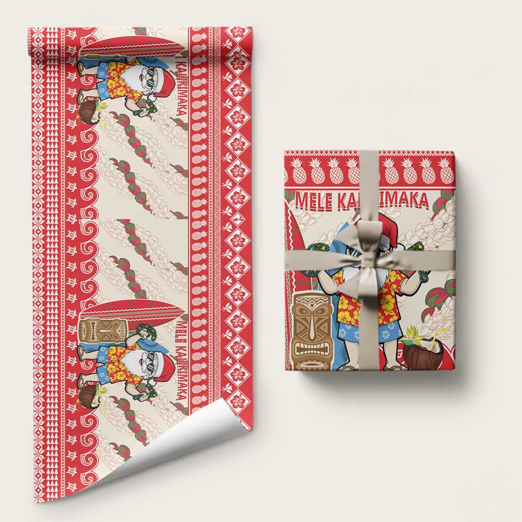 Hawaii Christmas Six Seven Wrapping Paper Mele Kalikimaka Funny Santa 67 Gen Alpha Slang - Polynesian Pride