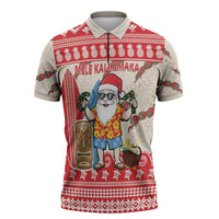 Hawaii Christmas Six Seven Zipper Polo Shirt Mele Kalikimaka Funny Santa 67 Gen Alpha Slang - Polynesian Pride