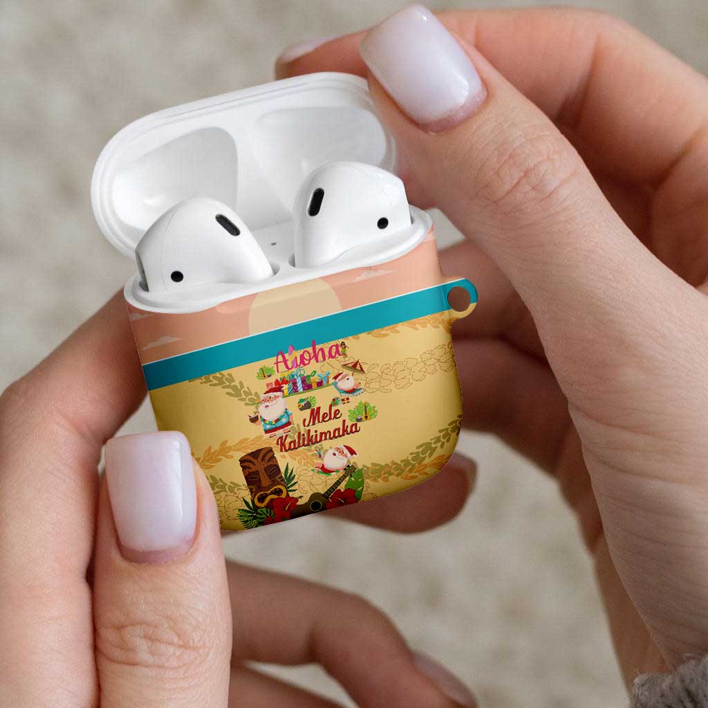 Aloha Hawaii Mele Kalikimaka AirPods Case Beachy Funny Santa Hawaiian Lei - Polynesian Pride