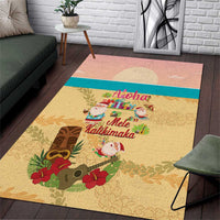 Aloha Hawaii Mele Kalikimaka Area Rug Beachy Funny Santa Hawaiian Lei - Polynesian Pride
