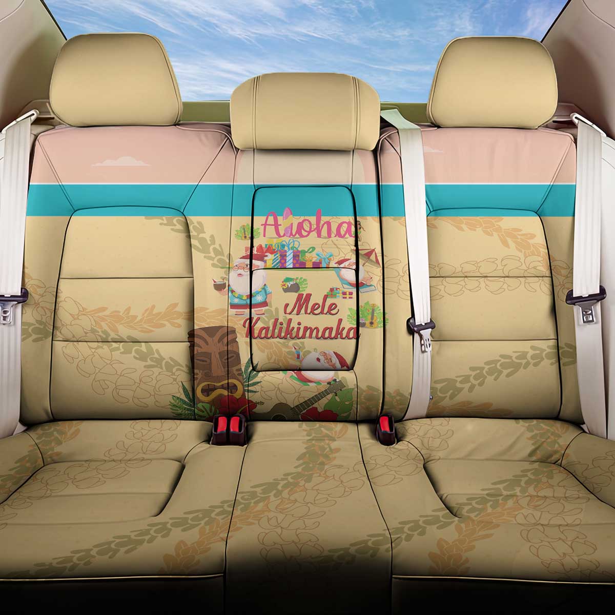 Aloha Hawaii Mele Kalikimaka Back Car Seat Cover Beachy Funny Santa Hawaiian Lei - Polynesian Pride