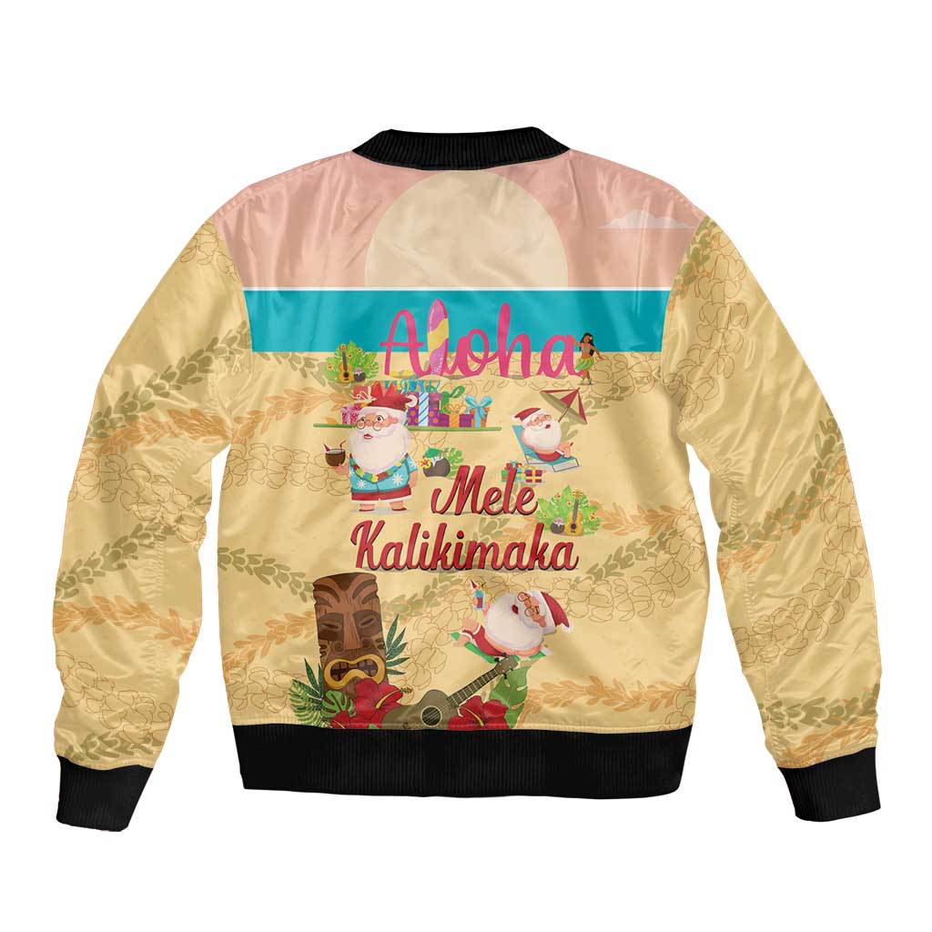 Aloha Hawaii Mele Kalikimaka Bomber Jacket Beachy Funny Santa Hawaiian Lei - Polynesian Pride