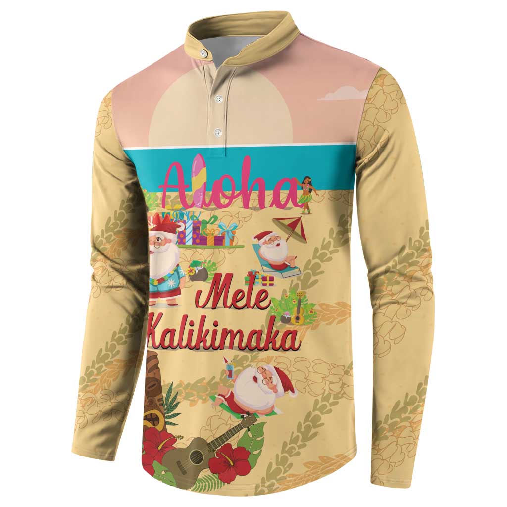 Aloha Hawaii Mele Kalikimaka Button Sweatshirt Beachy Funny Santa Hawaiian Lei - Polynesian Pride