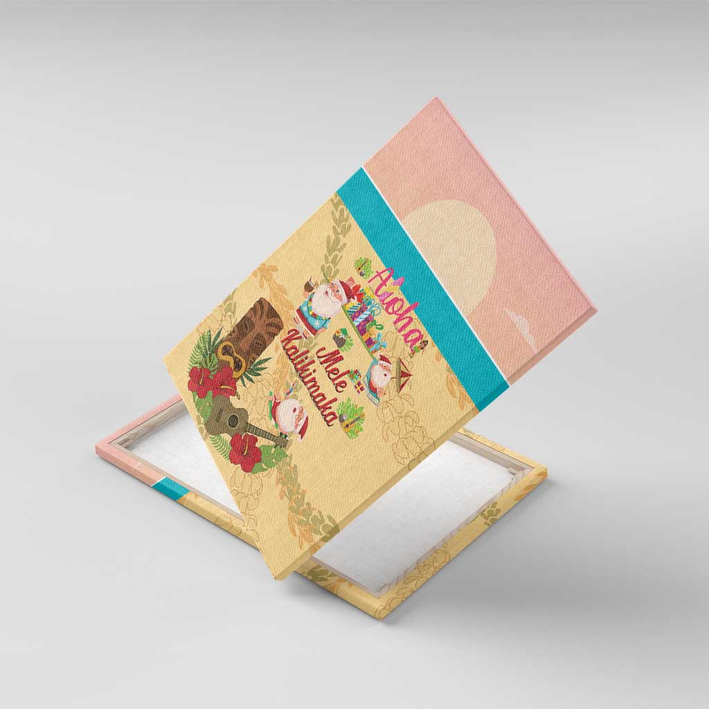 Aloha Hawaii Mele Kalikimaka Canvas Wall Art Beachy Funny Santa Hawaiian Lei - Polynesian Pride