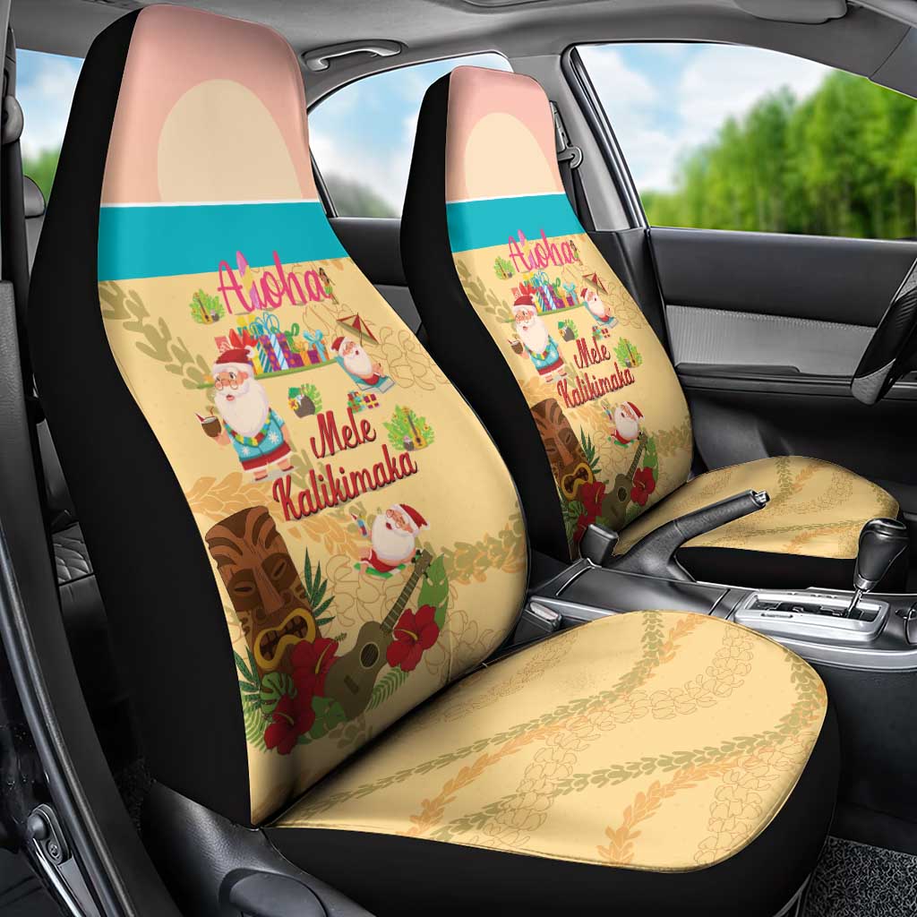 Aloha Hawaii Mele Kalikimaka Car Seat Cover Beachy Funny Santa Hawaiian Lei - Polynesian Pride