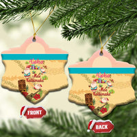 Aloha Hawaii Mele Kalikimaka Ceramic Ornament Beachy Funny Santa Hawaiian Lei - Polynesian Pride