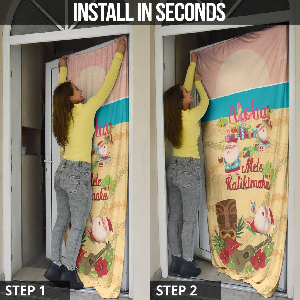 Aloha Hawaii Mele Kalikimaka Door Cover Beachy Funny Santa Hawaiian Lei - Polynesian Pride