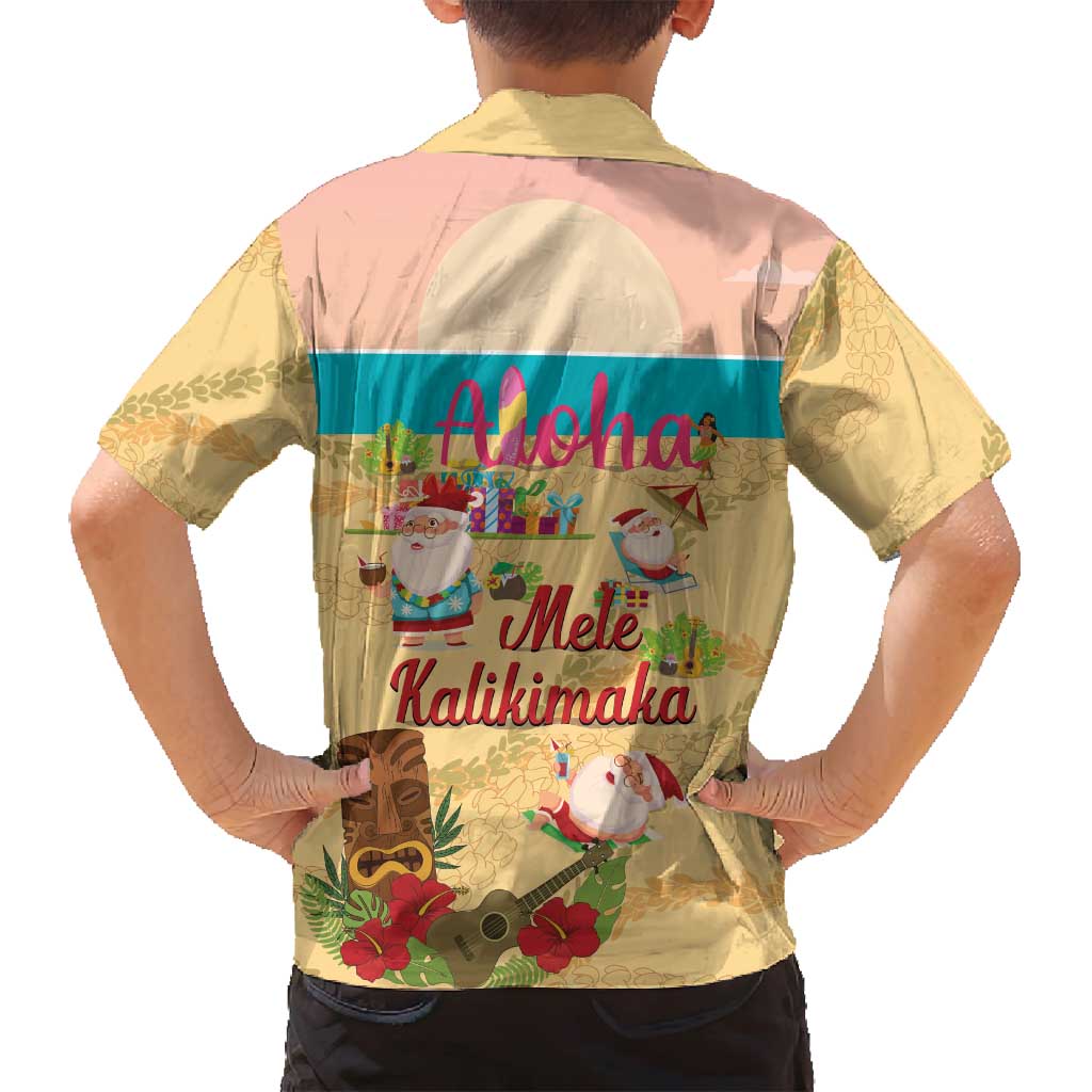 Aloha Hawaii Mele Kalikimaka Family Matching Long Sleeve Bodycon Dress and Hawaiian Shirt Beachy Funny Santa Hawaiian Lei - Polynesian Pride