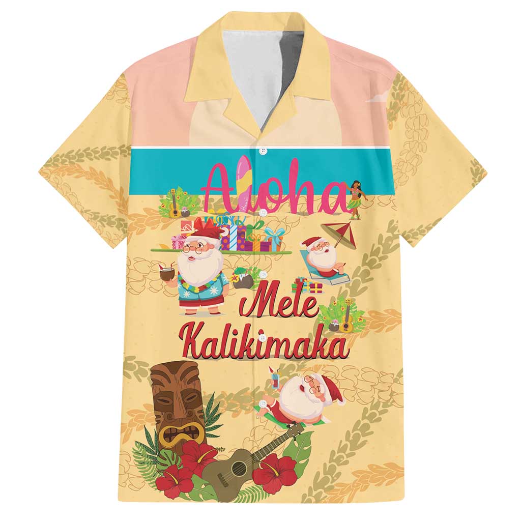 Aloha Hawaii Mele Kalikimaka Family Matching Off Shoulder Maxi Dress and Hawaiian Shirt Beachy Funny Santa Hawaiian Lei - Polynesian Pride