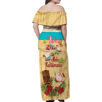 Aloha Hawaii Mele Kalikimaka Family Matching Off Shoulder Maxi Dress and Hawaiian Shirt Beachy Funny Santa Hawaiian Lei - Polynesian Pride